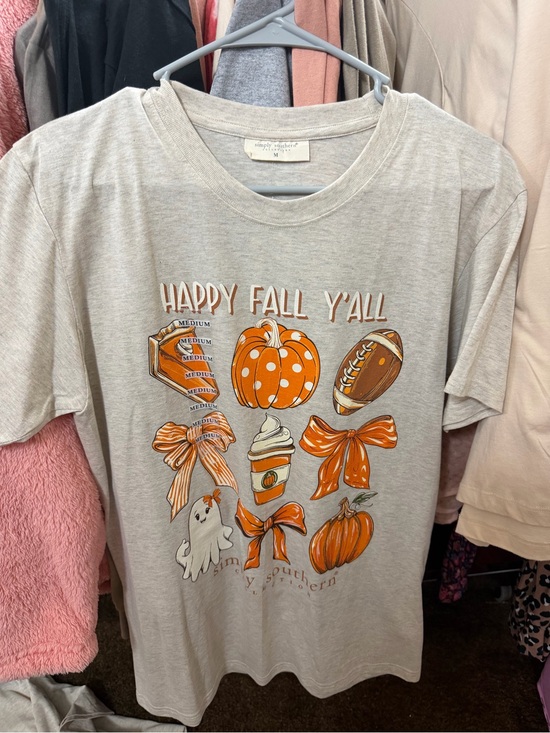 Simply Southern Tops - Simply Southern Light Gray Tee with Orange Fall Graphics